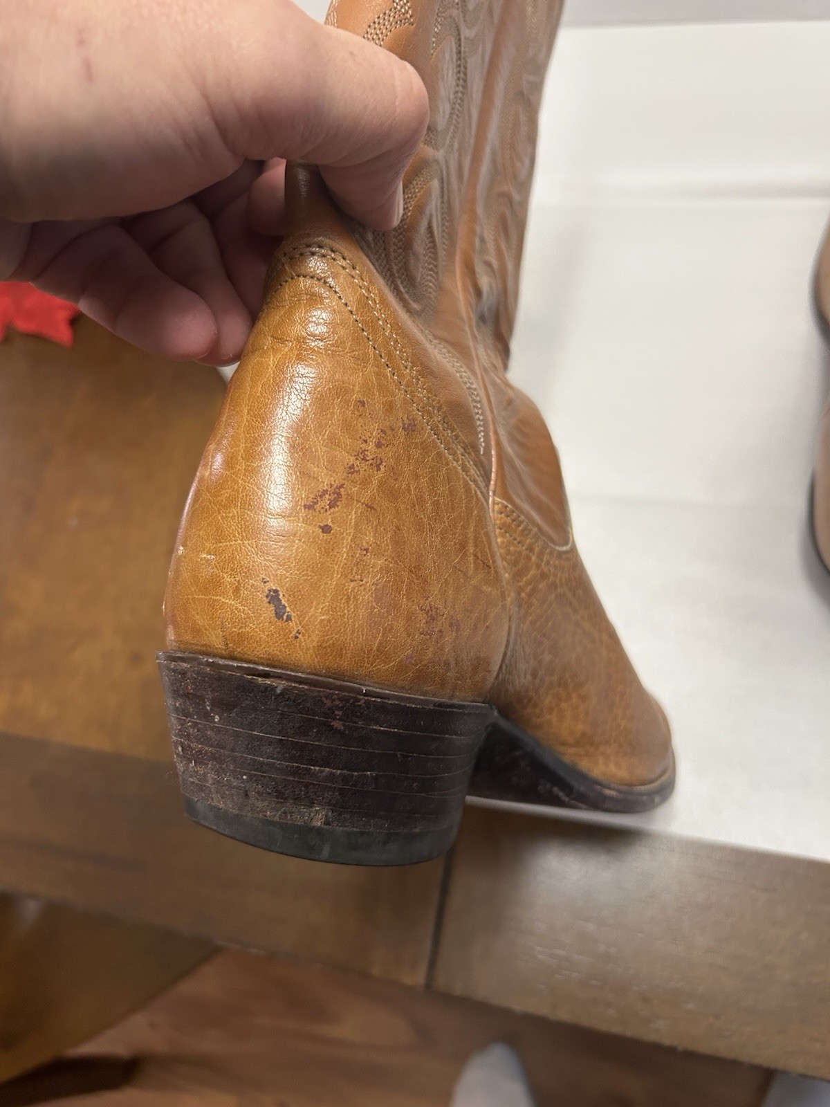 Vintage Men J Chisholm Western Boots 919 42239 Tan 10.5D USA Cowboy Handcrafted