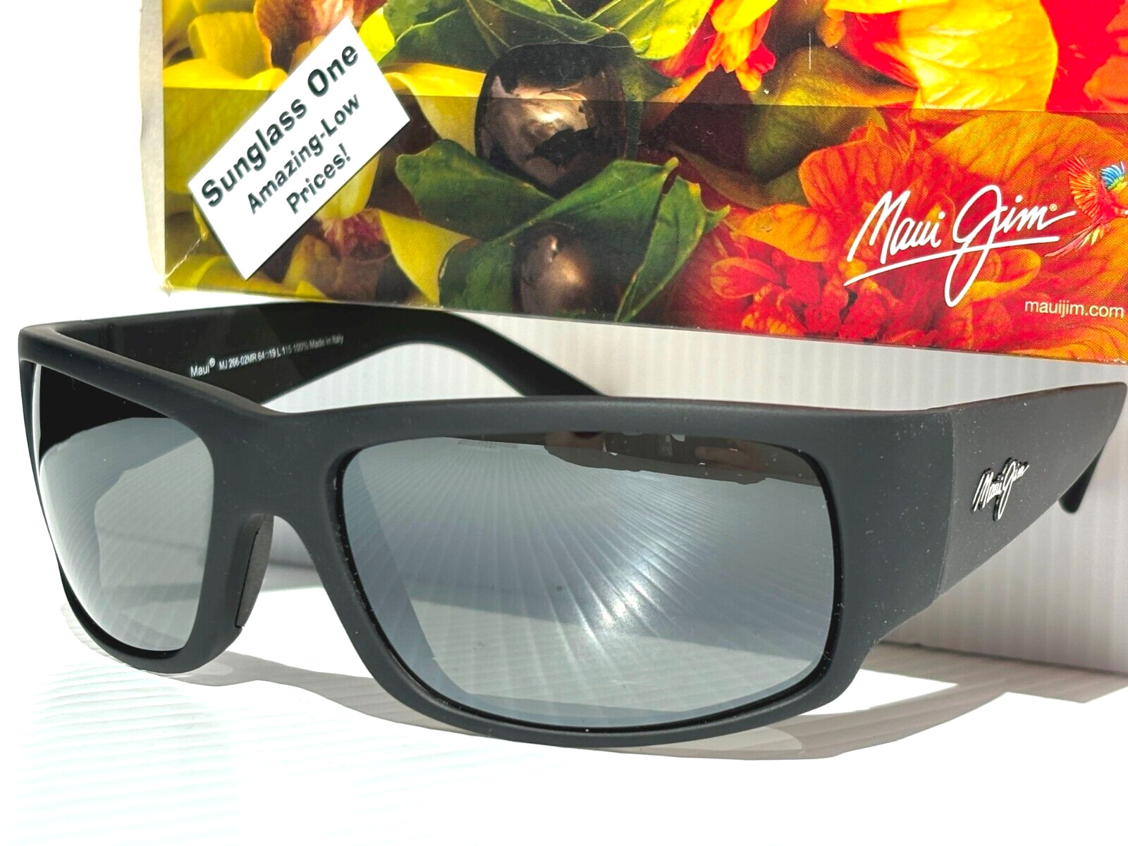 NEW Maui Jim WORLD CUP Matte Black Rubber POLARIZED Grey GLASS Sunglass 266-02MR