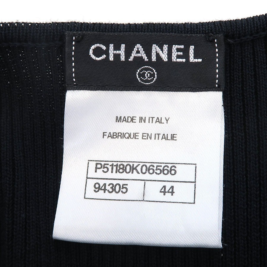 CHANEL Sleeveless Dress Ribbed Cotton Panels P51180K06556 Size 44 Authentic