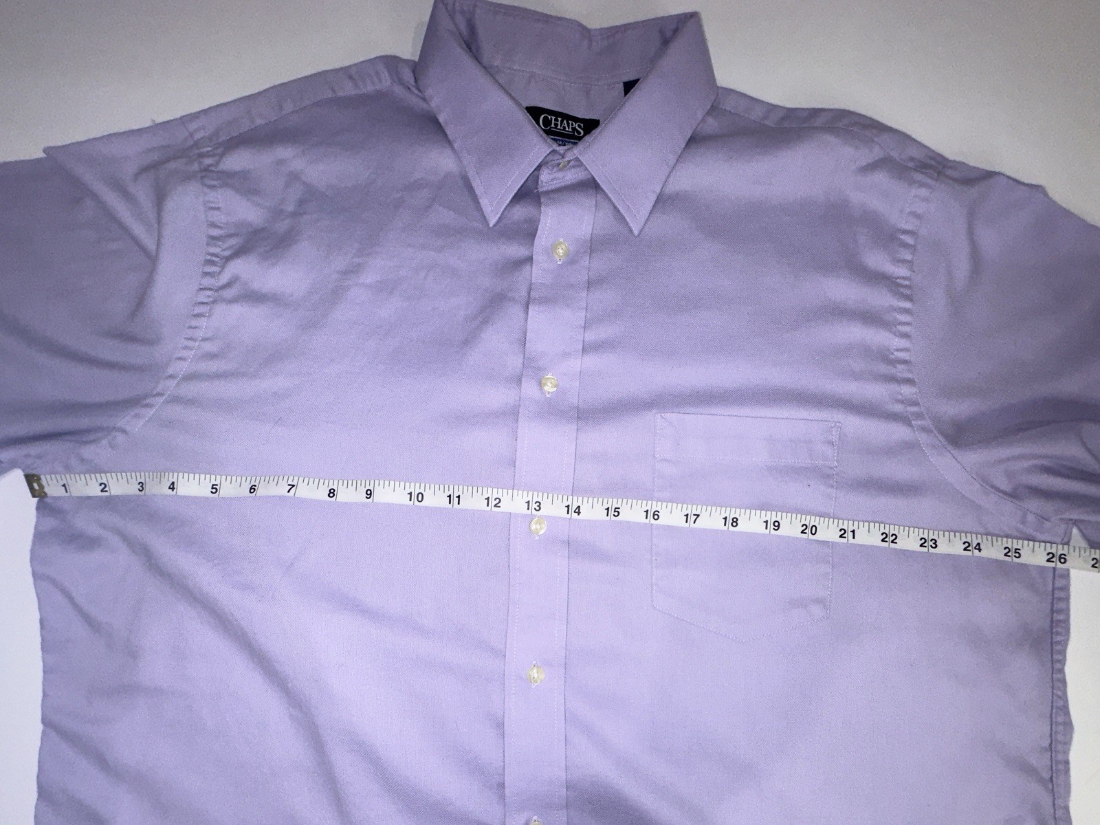 CHAPS Men’s Dress Shirt 17.5 32/33 Regular Fit Lavender Purple Wrinkle Free L/S