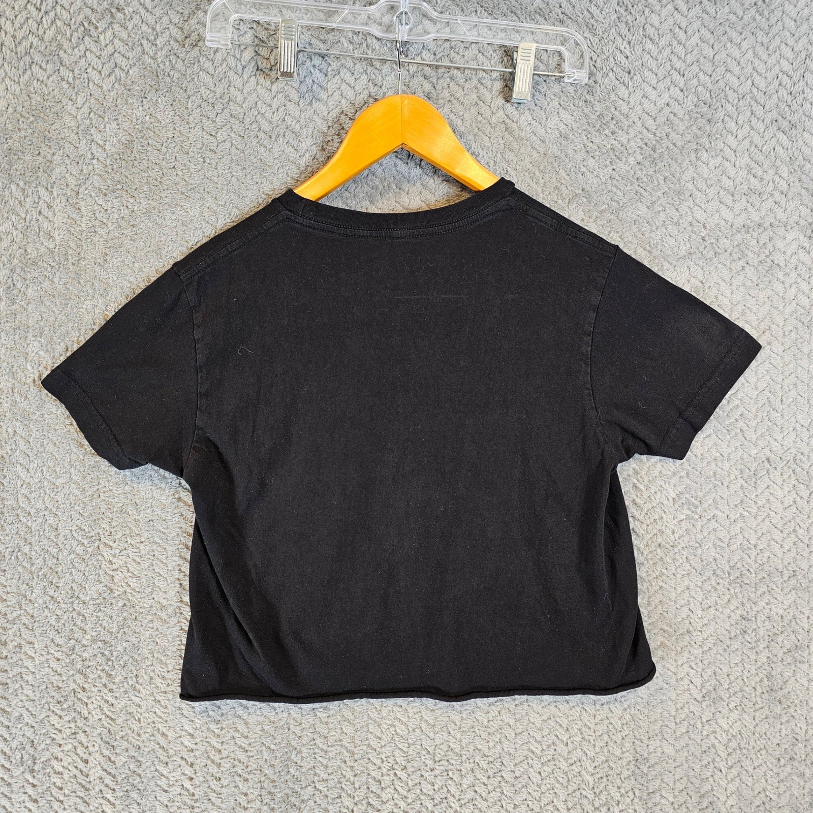 Obsessive Love Womens Celestial Moon Graphic Crop Top Black Cotton Size M 1014