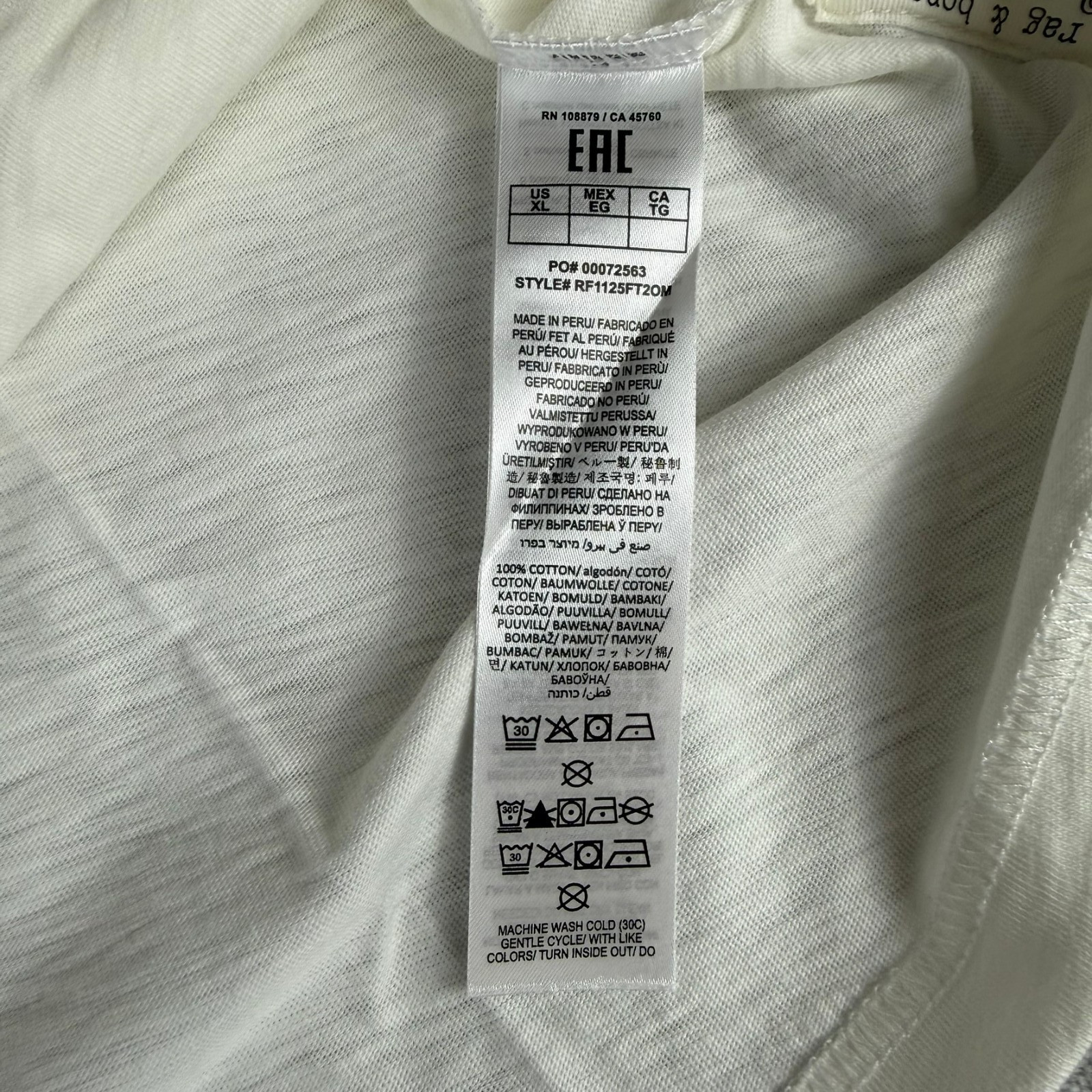 Rag & Bone Classic Lightweight Slub Jersey Tee T-Shirt Mens XL White $98 New NWT