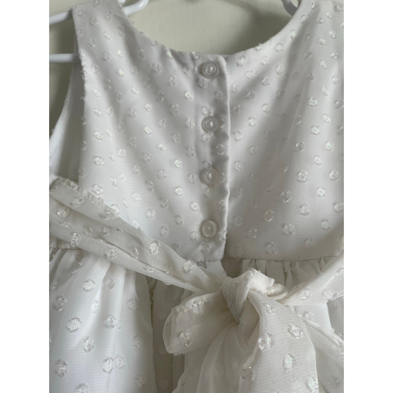 Marmelata Sleeveless White Fit & Flare Dress Shimmer Dotted Angel Ruffled 4T