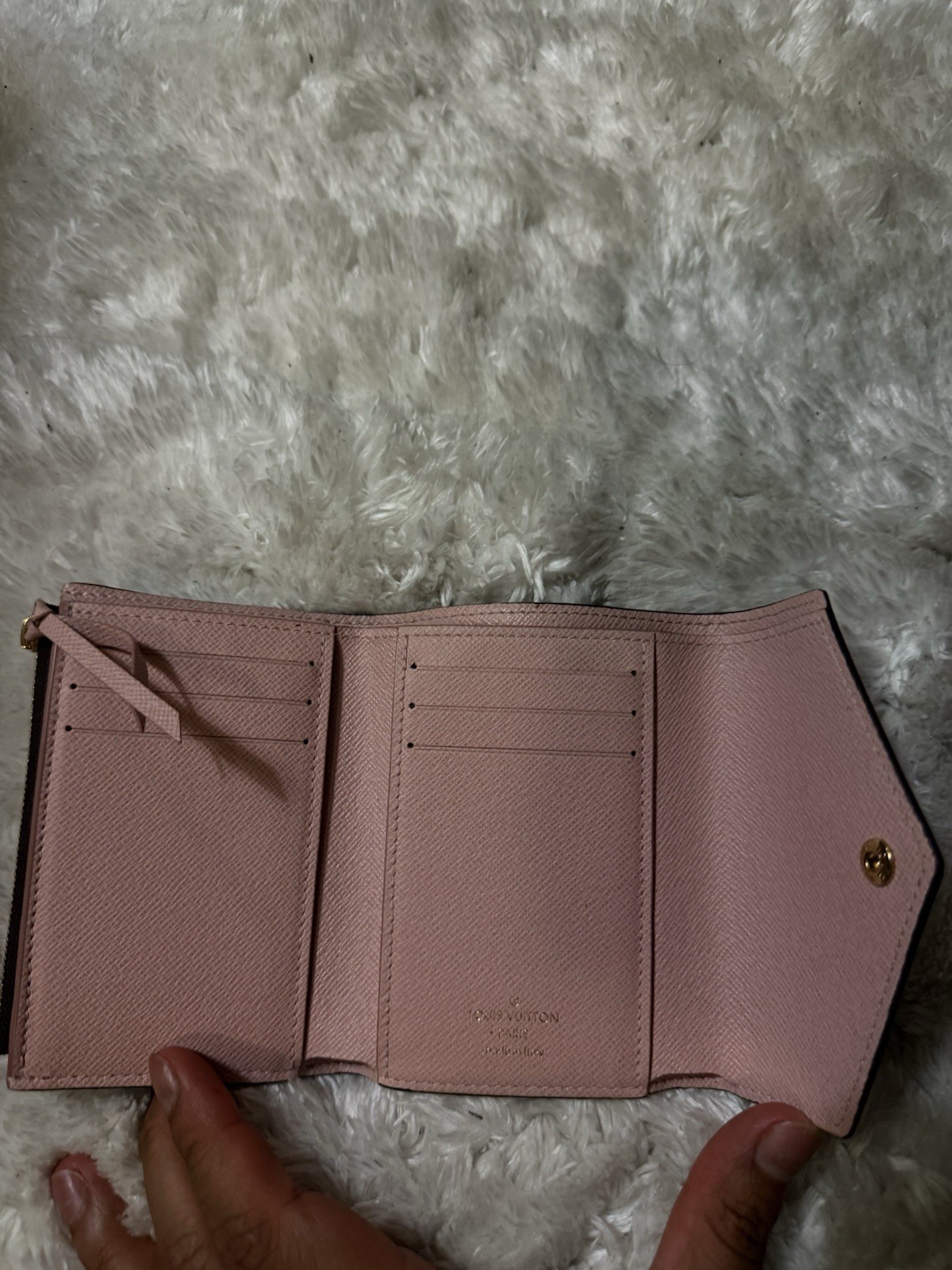 Louis Vuitton Monogram Brown & Pink Fold Wallet, Snap Closure, Card Slots