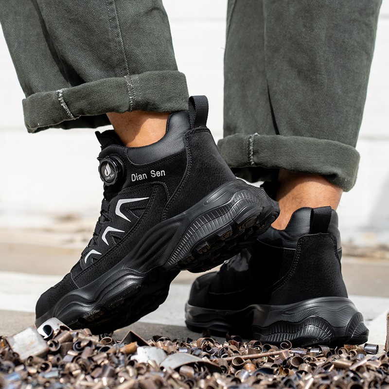 Men Work Boots Safety Shoes Anti-puncture Indestructible Steel Toe Shoes