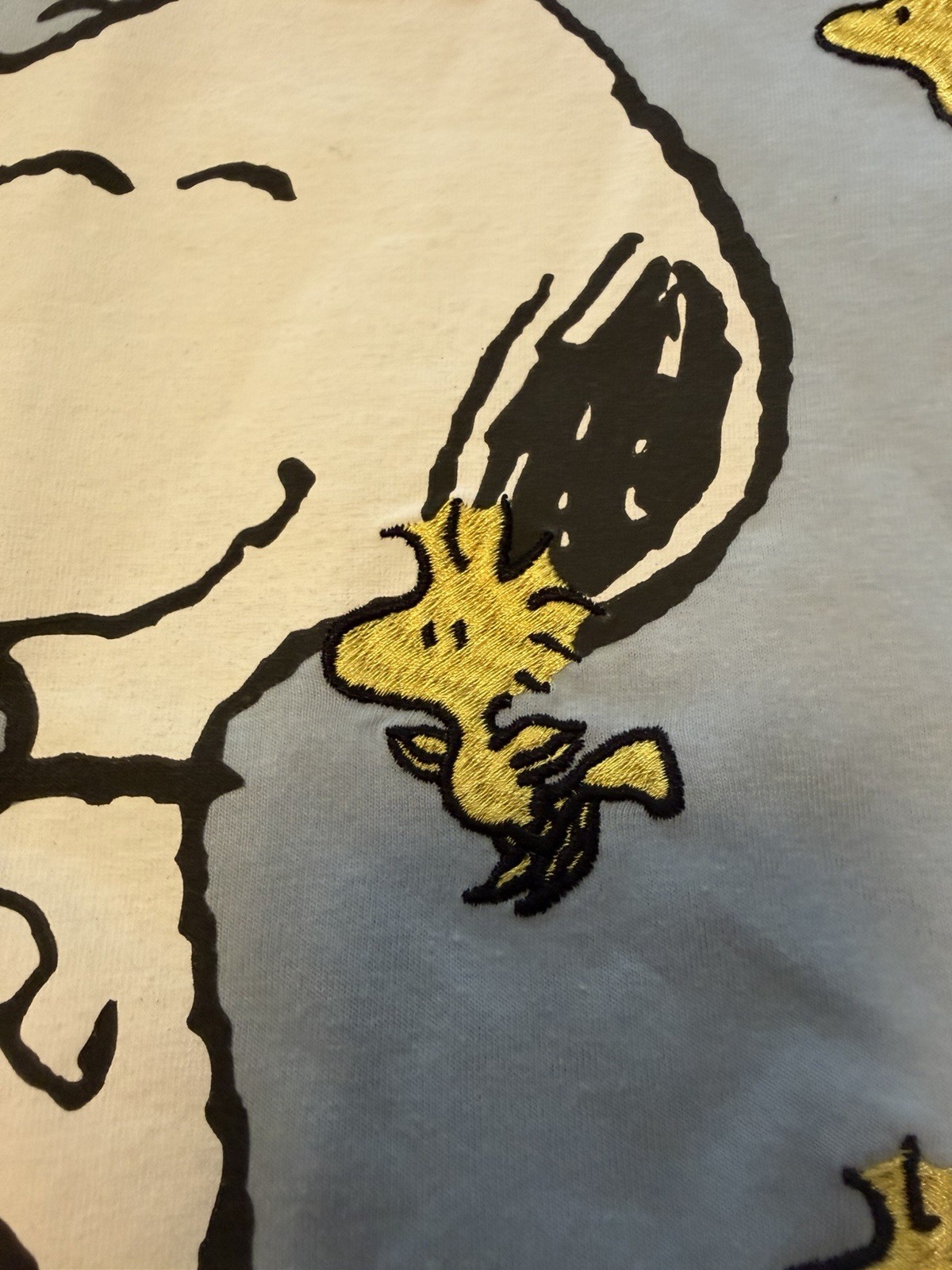Peanuts Snoopy Woodstock Embroidered Graphic T Shirt XL Blue 2023