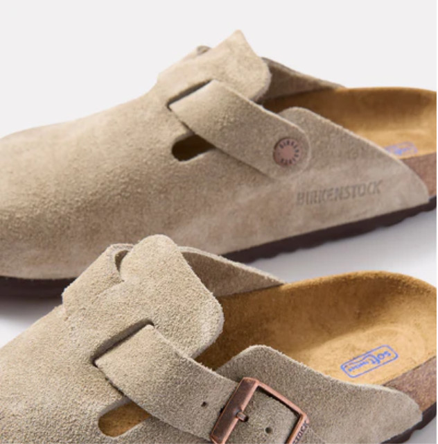 Birkenstock Boston Suede Leather Soft Footbed Taupe/Black/Mocha/Clog Sandals