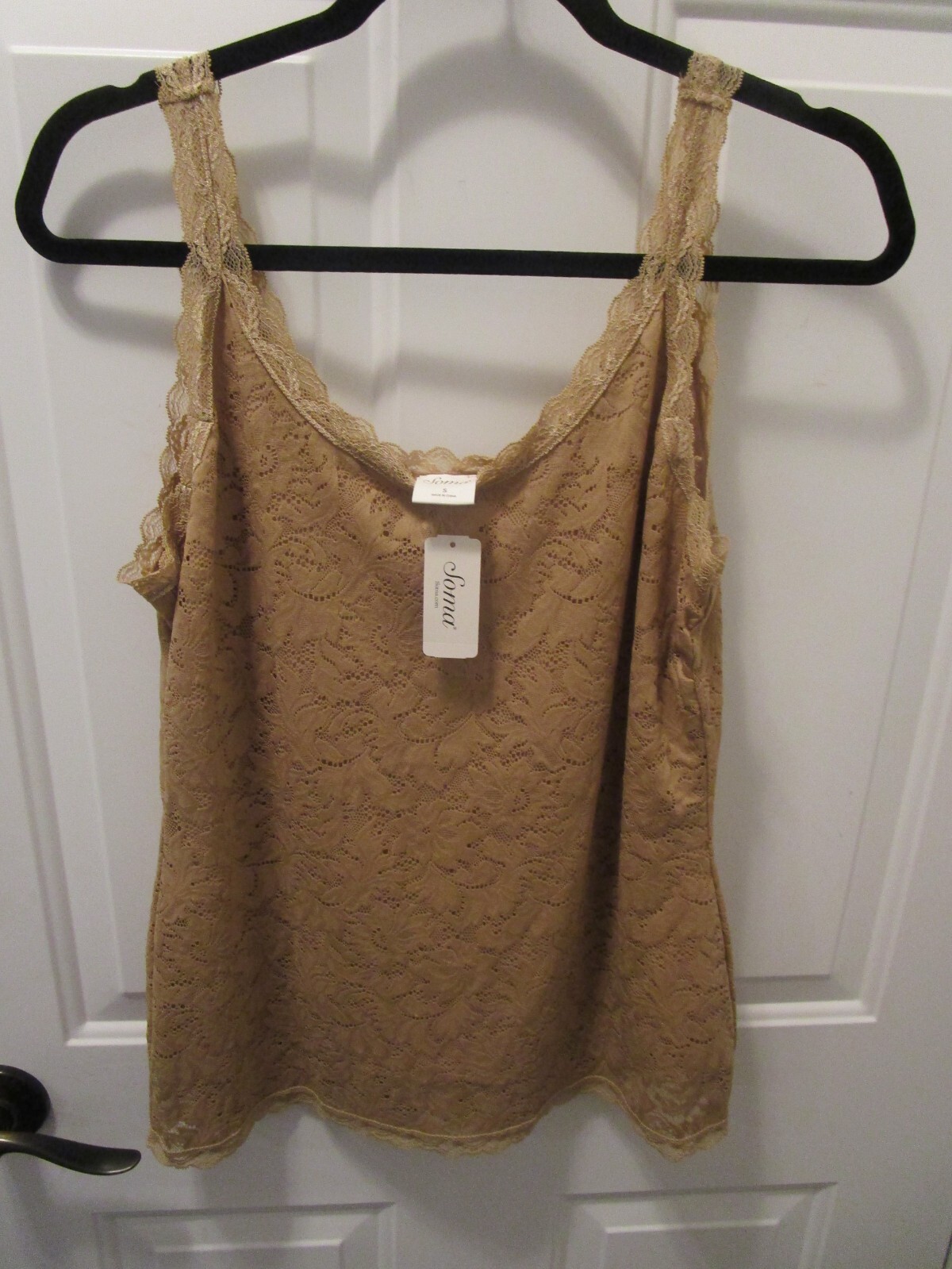 SOMA STRETCH LACE UNLINED TANK TOP IN SOFT TAN SIZE SMALL NEW
