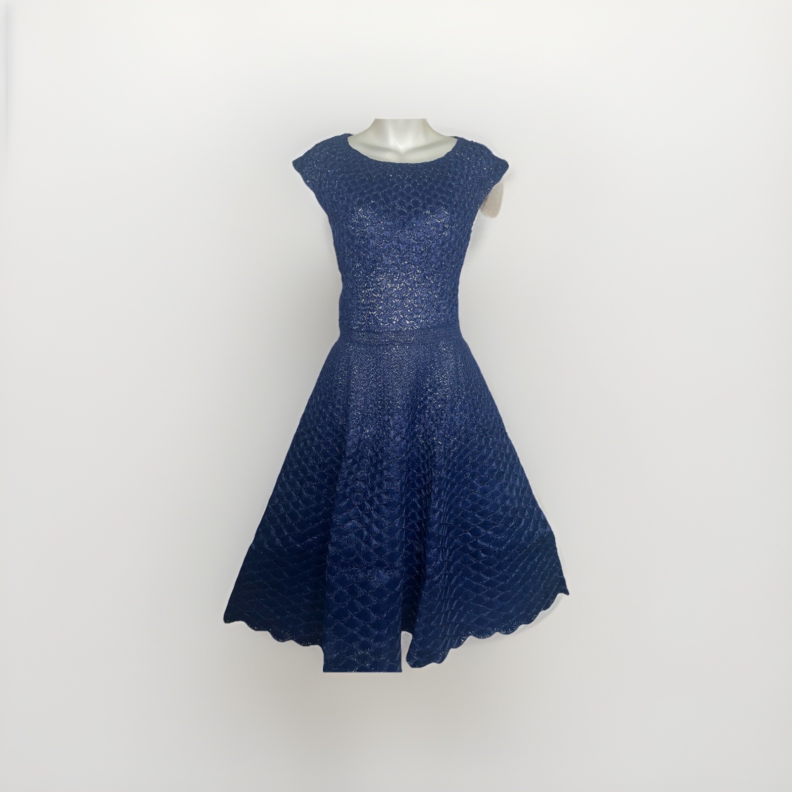 Vtg 50s crochet straw Raffia LUCY DRESS California Fair 1955 Blue Ribbon