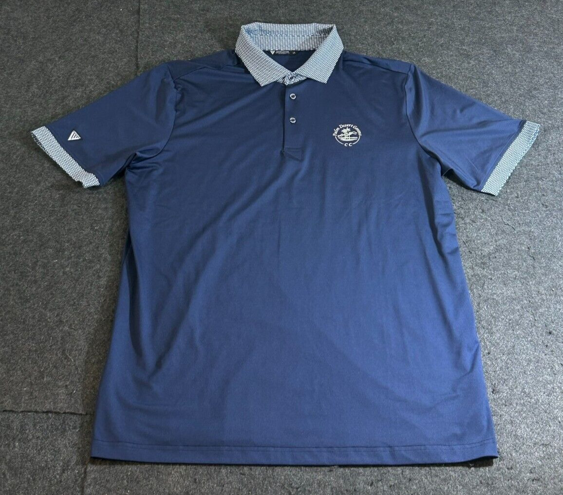 Level Wear Golf Polo Shirt Men’s Large Blue White Accent Palm Desert Greens CC