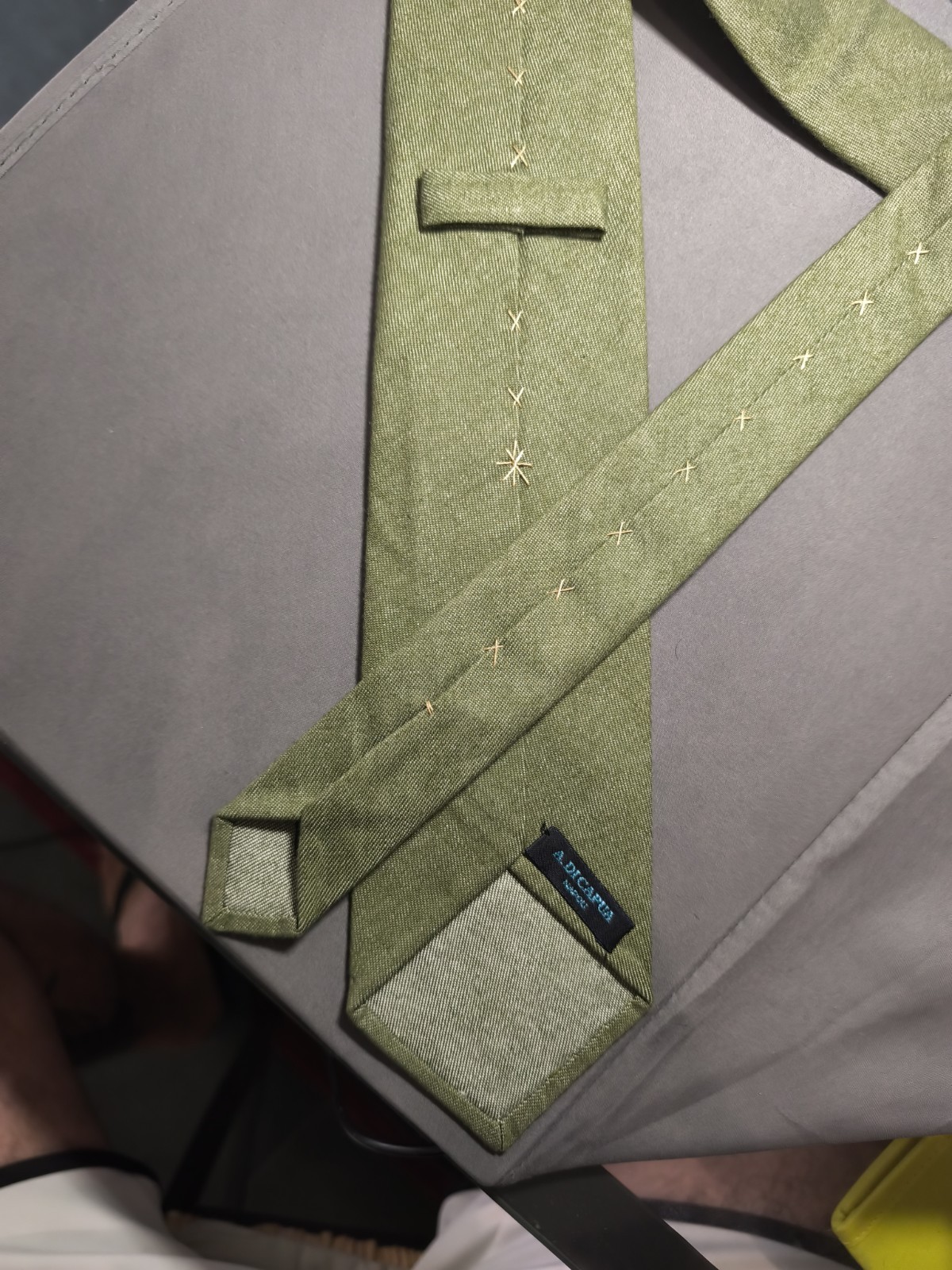 A. Di Capua Napoli – Khaki Solid Color Cotton Tailored Tie
