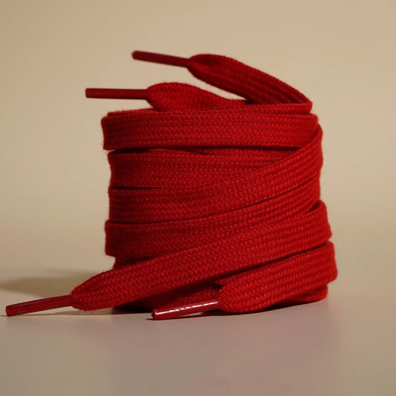 0.8 Cm Wide Unisex Solid-Color Shoelaces Flat High-Quality Cotton Shoelace Suita