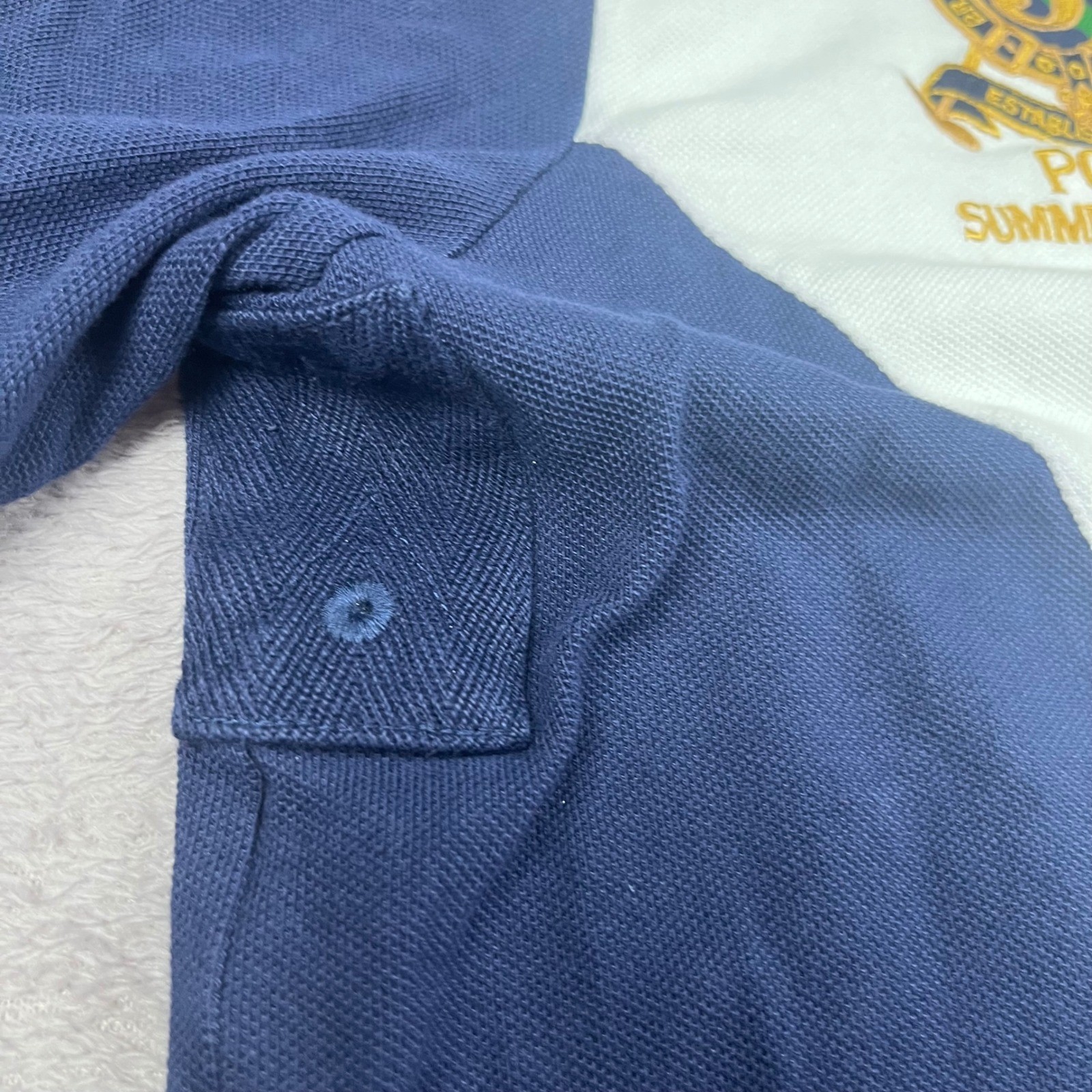 Polo Ralph Lauren Mens Big Pony Sash Polo Shirt Navy Blue Gold Crest Large L