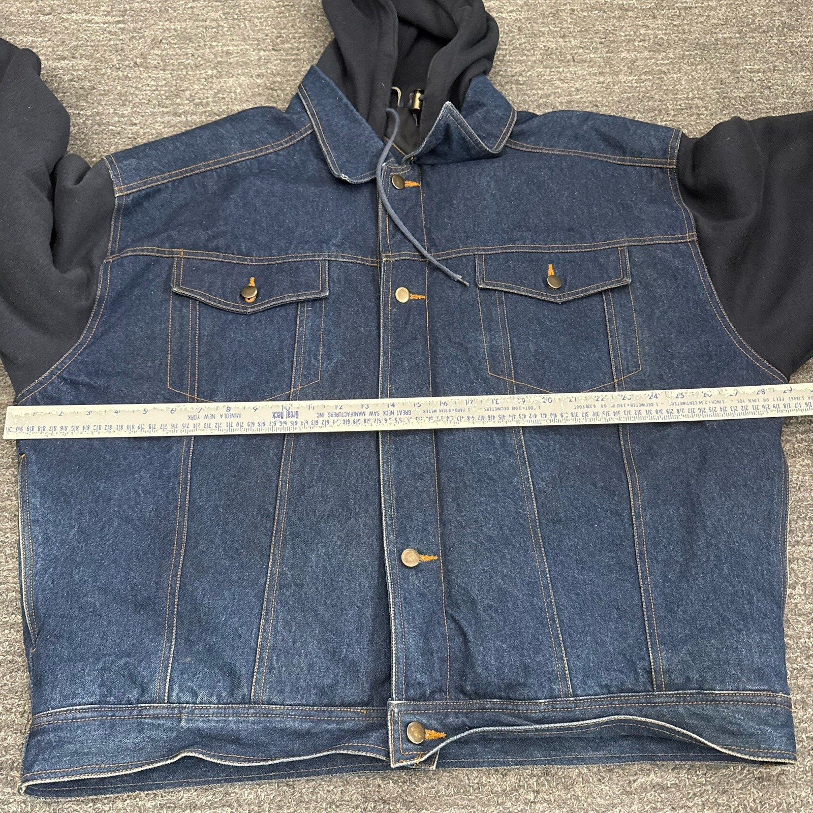 Sukoda Denim Jacket Men 1XB Hoodie Workwear 90s Hip Hop Grunge Jean Heavy Twofer