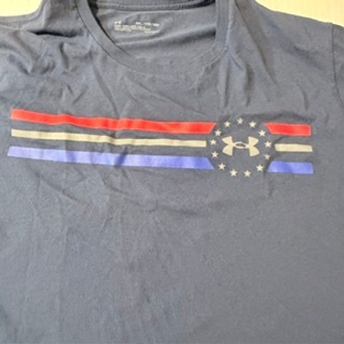 Under Armour Mens XXL HeatGear USA Graphic T-Shirt Navy Blue Loose Fit Tee