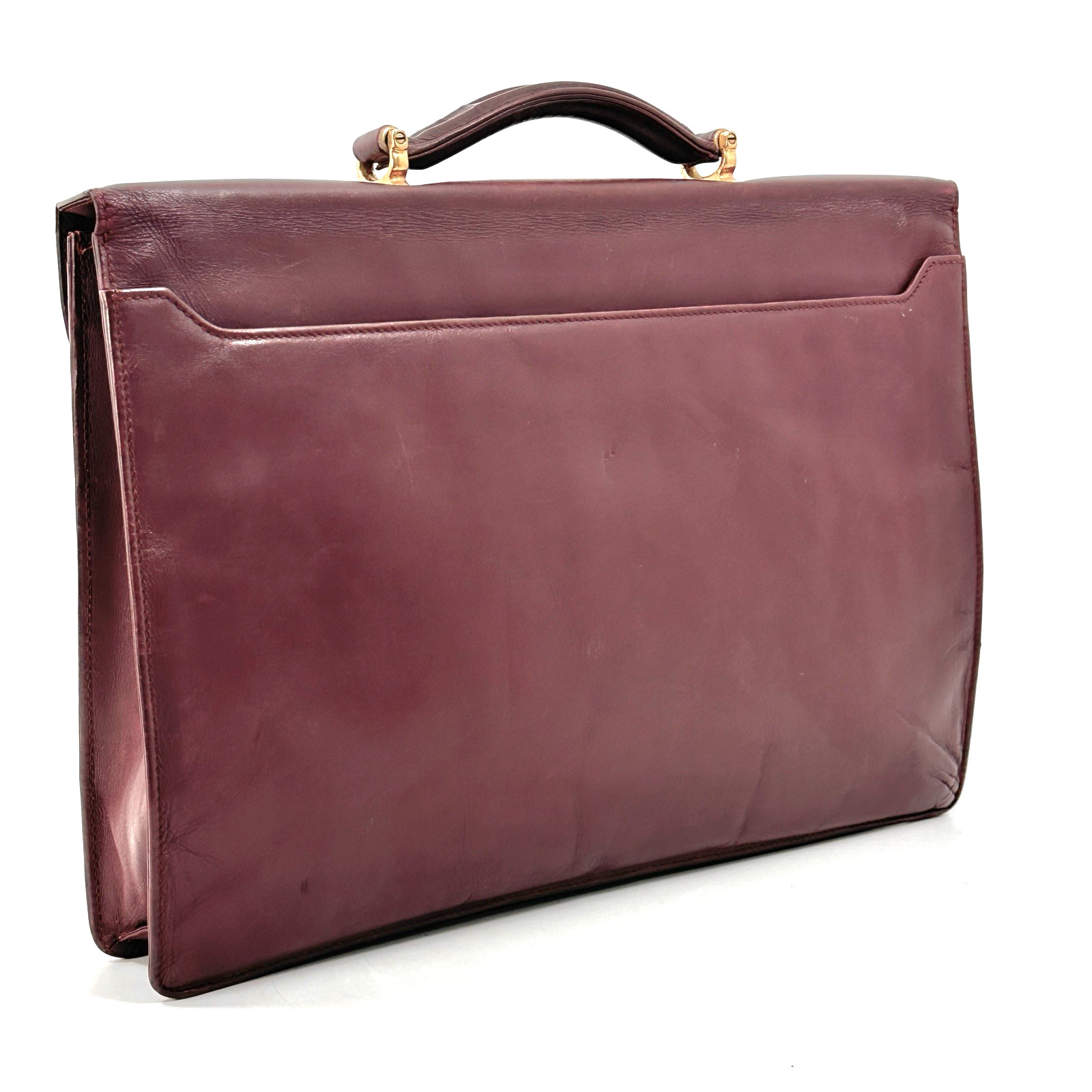 Cartier Briefcase Business Bag Leather Bordeaux Authentic