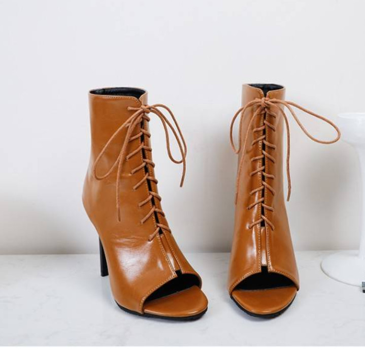 Womens Peep Toe High Heels Sandals Lace Up Roman Casual Dress Prom Ankle Boots