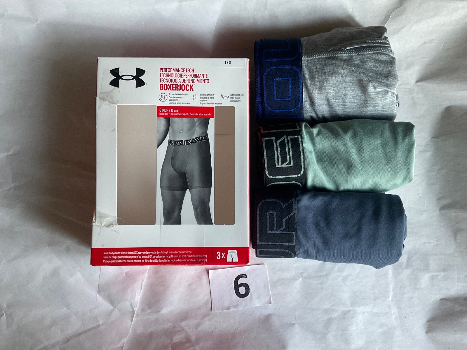 Under Armour 6 inch Tech Boxer Brief New Tag Men Sizes Box Contains 3 Boxerjocks