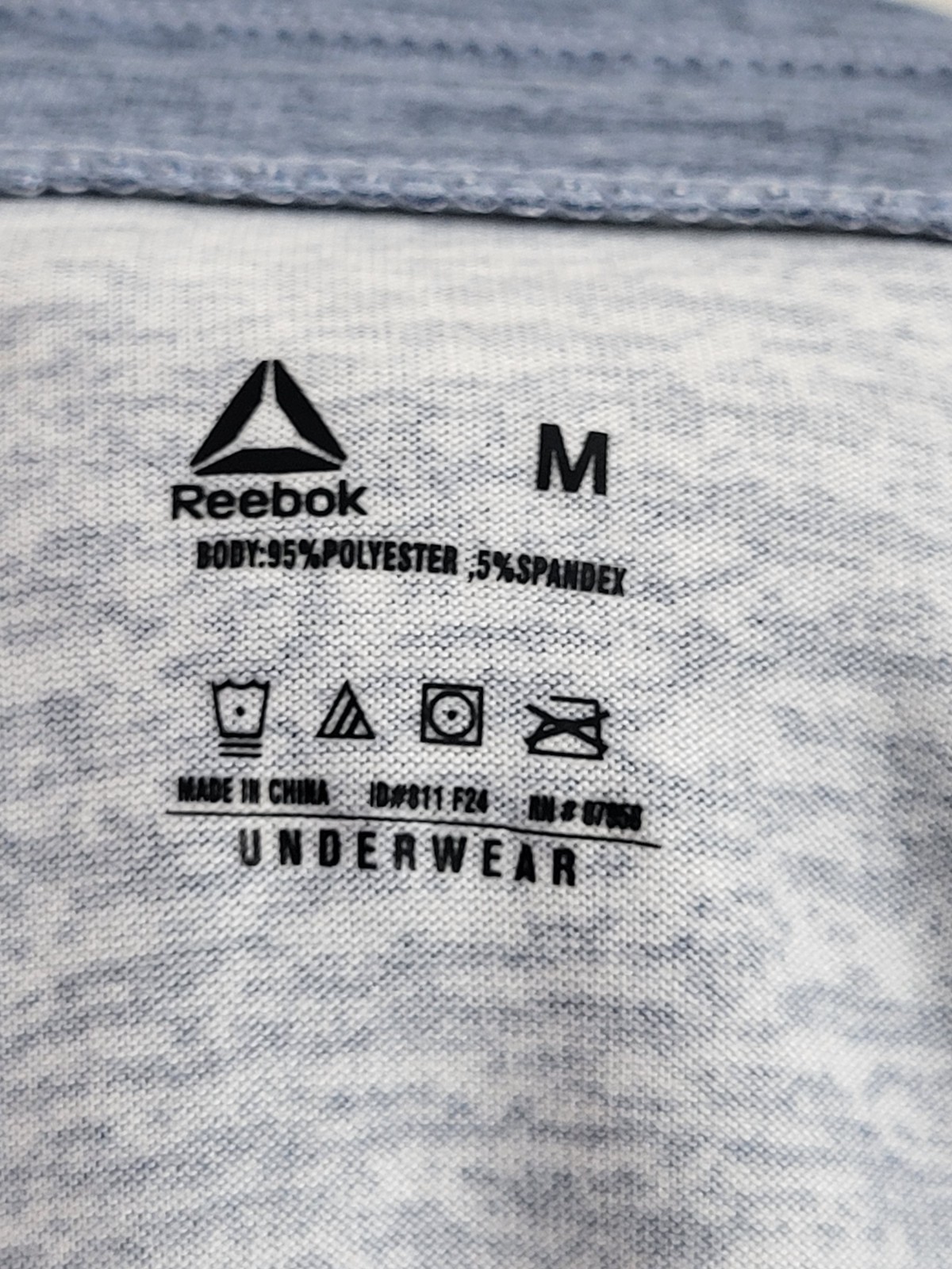Reebok Women’s Blue Heather Long Sleeve Soft Underwear Top Logo Casual Size Med
