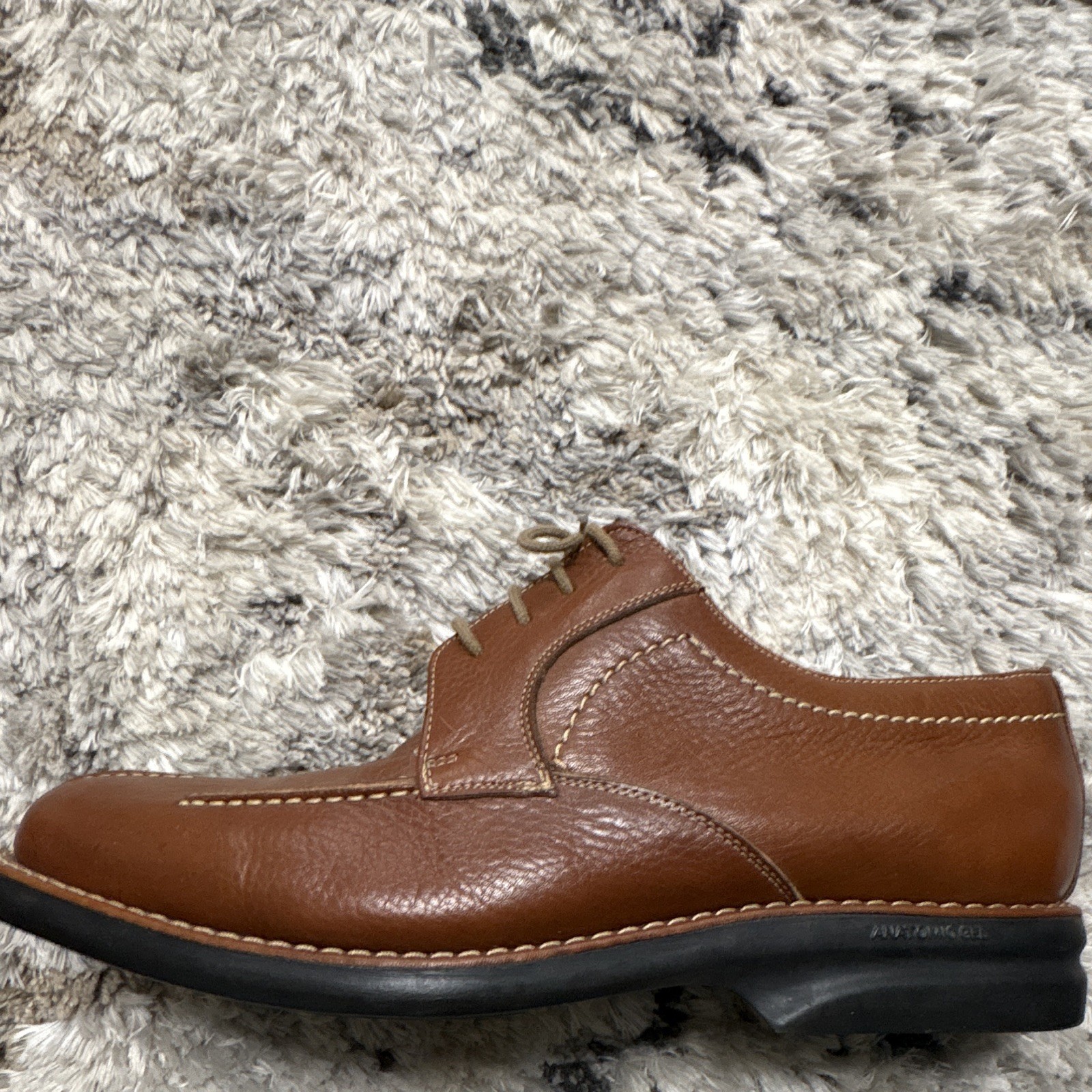 Sandro Moscoloni Men’s Brown Leather Lace-Up Derby Dress Shoes US 11 Solid Logo