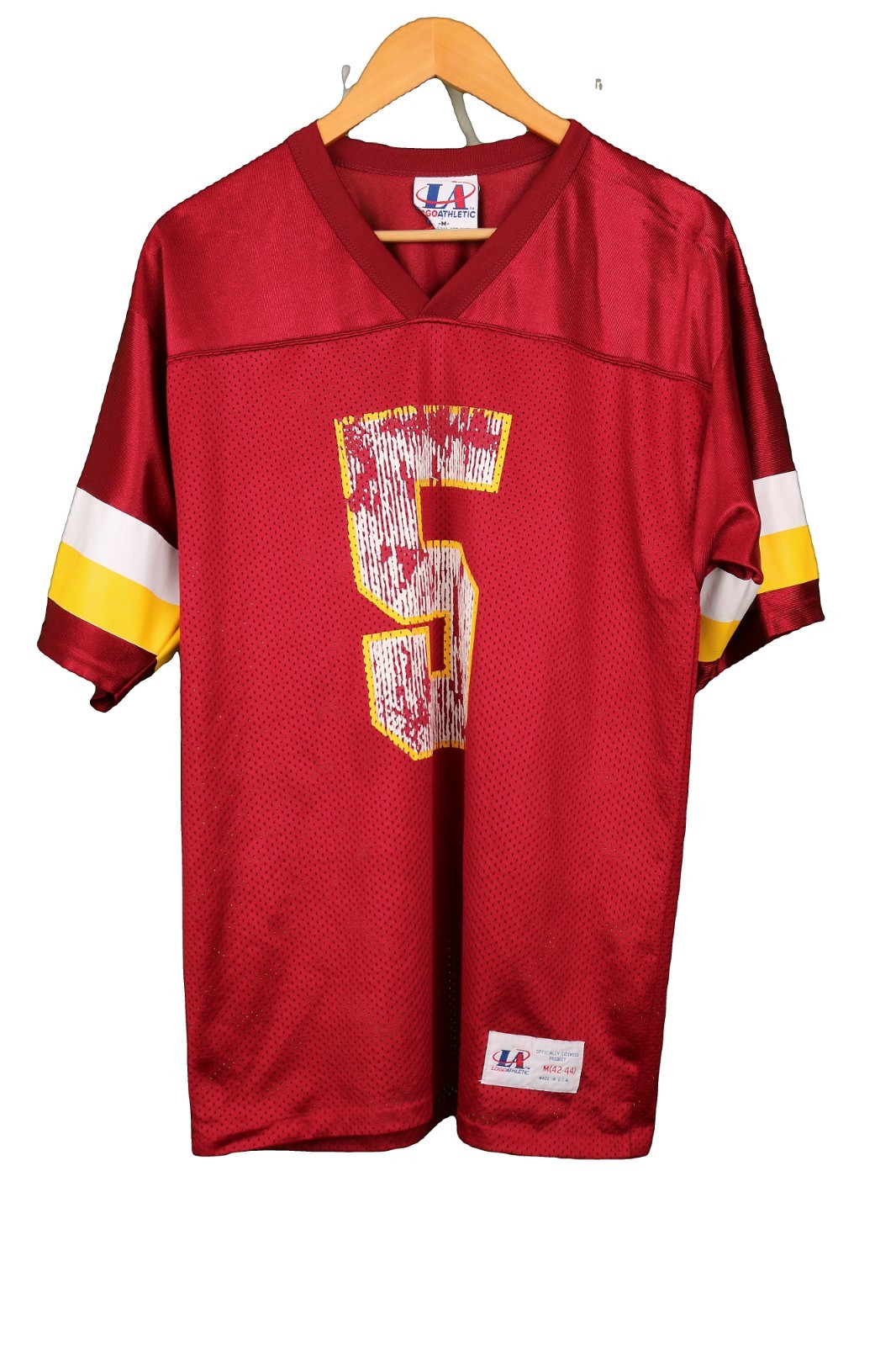 Vintage 90s Logo Athletic Shuler 5 Football Jersey Burgundy Made USA Mens M 38in