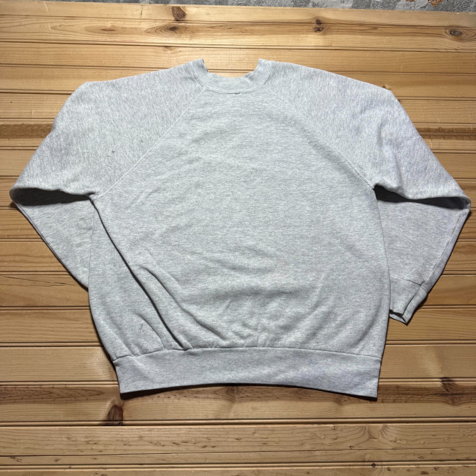 Vintage 90s Blank Raglan Heather Fleece Crewneck Pullover Sweatshirt USA – Large