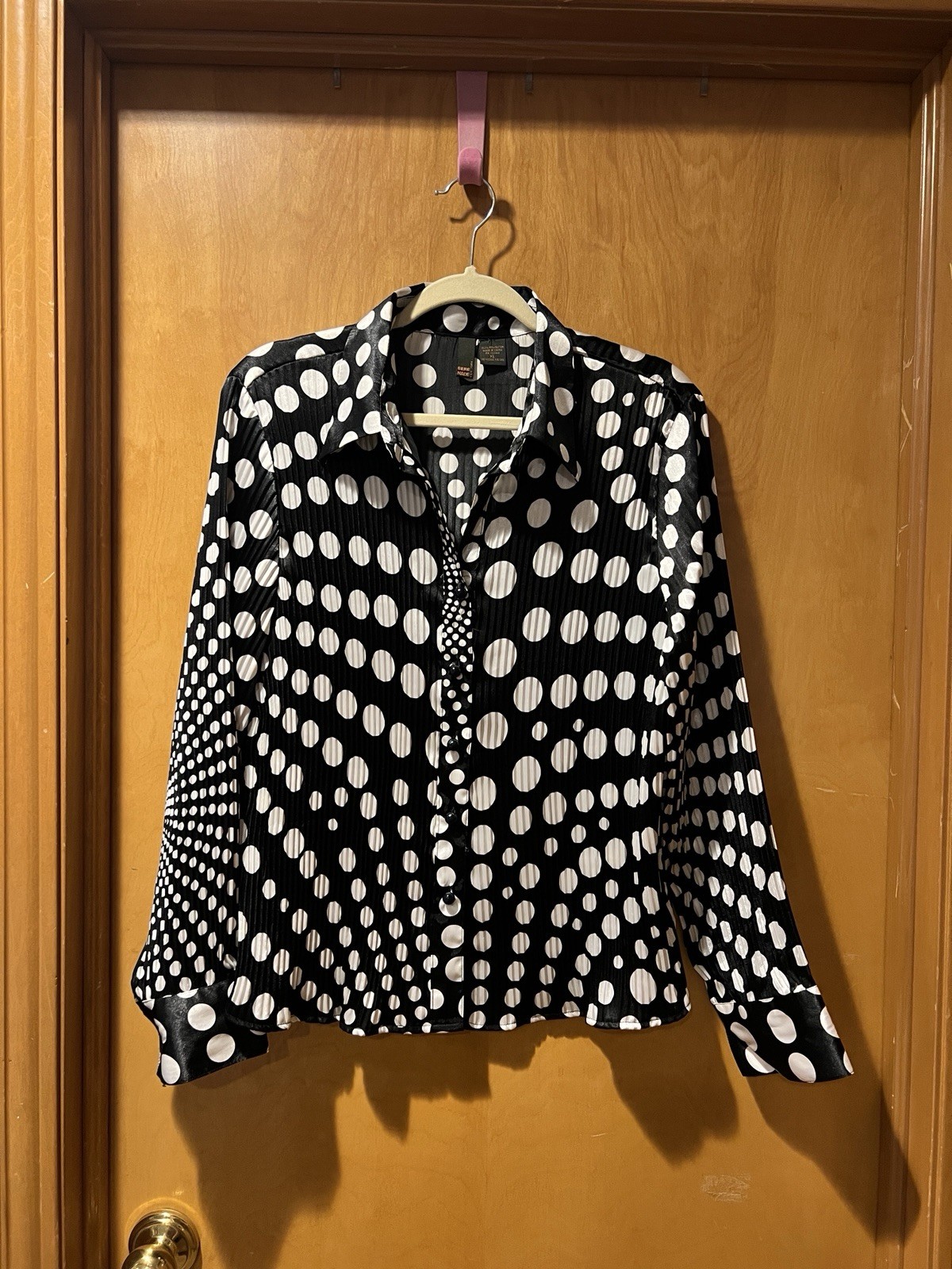 Vintage Funky White And Black Polka Dot Blouse