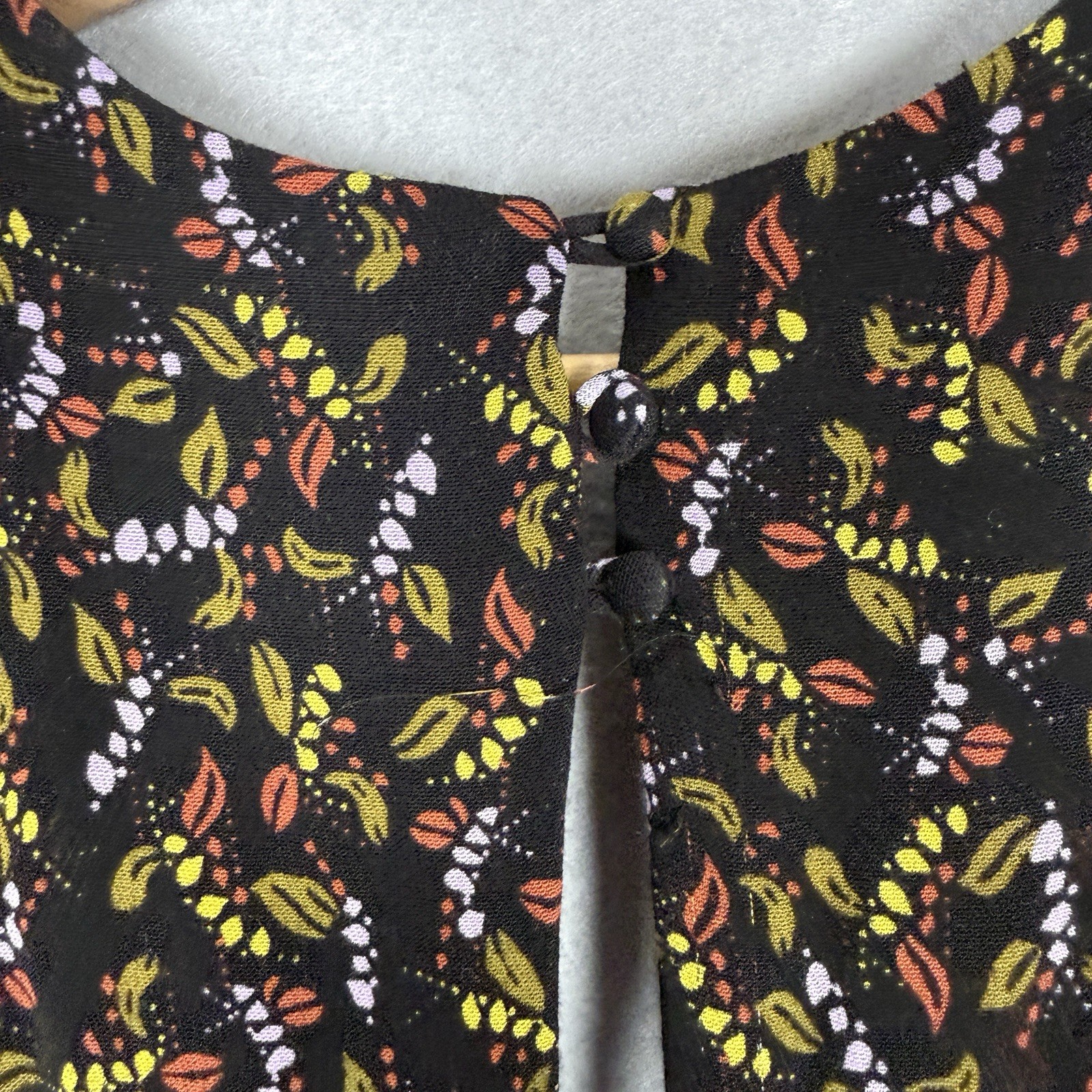 Free People Romper Boho Granola Dark Fairy Black Green Leaf Print Sz 0