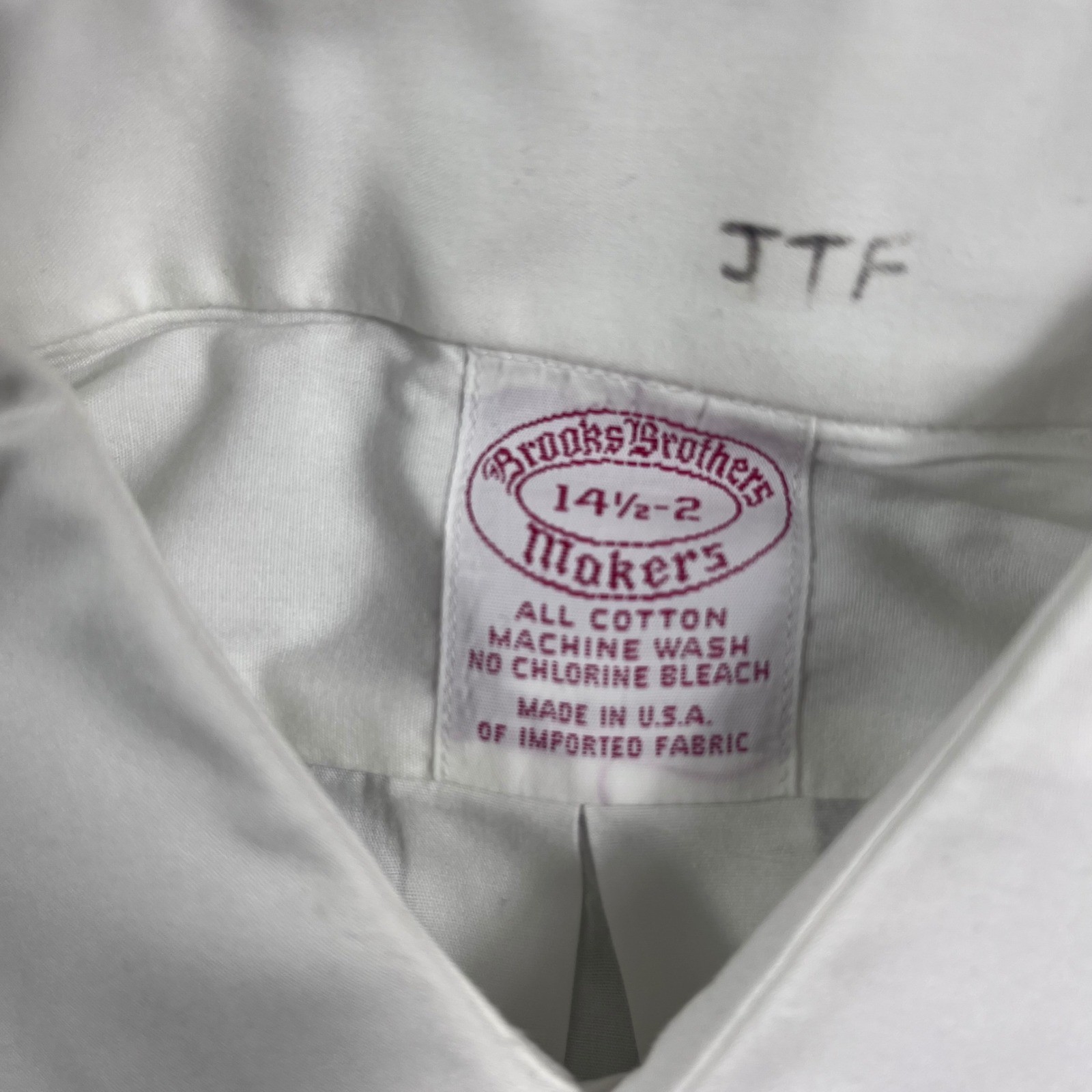 Brooks Brothers Makers White Dress Shirt Mens 14.5-2 Cotton Made in USA Vintage