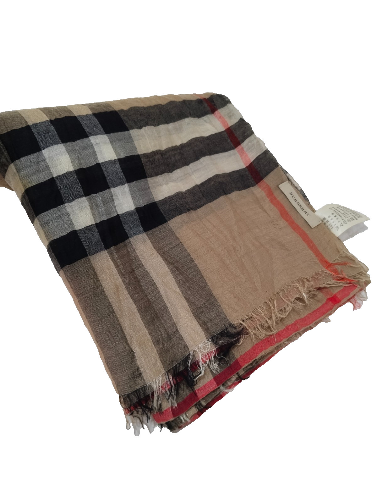 Burberry Nova Check women Scarf Stole Shawl wool Silk in Beige made in Scotland