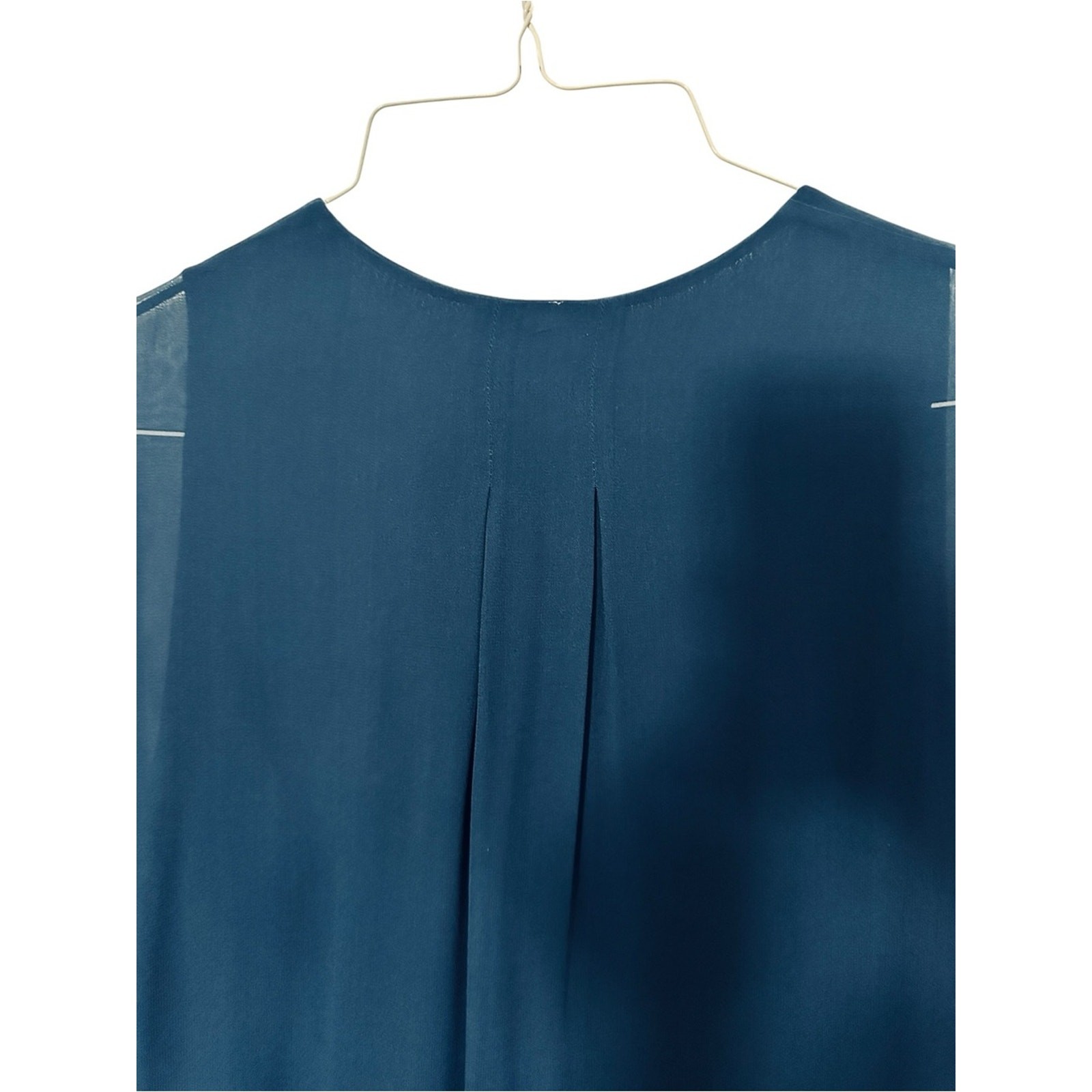 Vince 100% Silk Double Layer Shirttail Dress Navy Sheer Sleeves Size 4