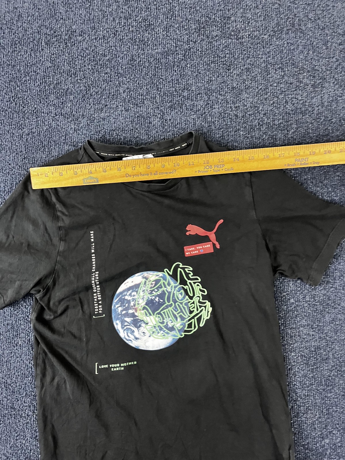Puma Shirt Mens Medium Black Love Your Mother Earth Graphic Print Crew Neck