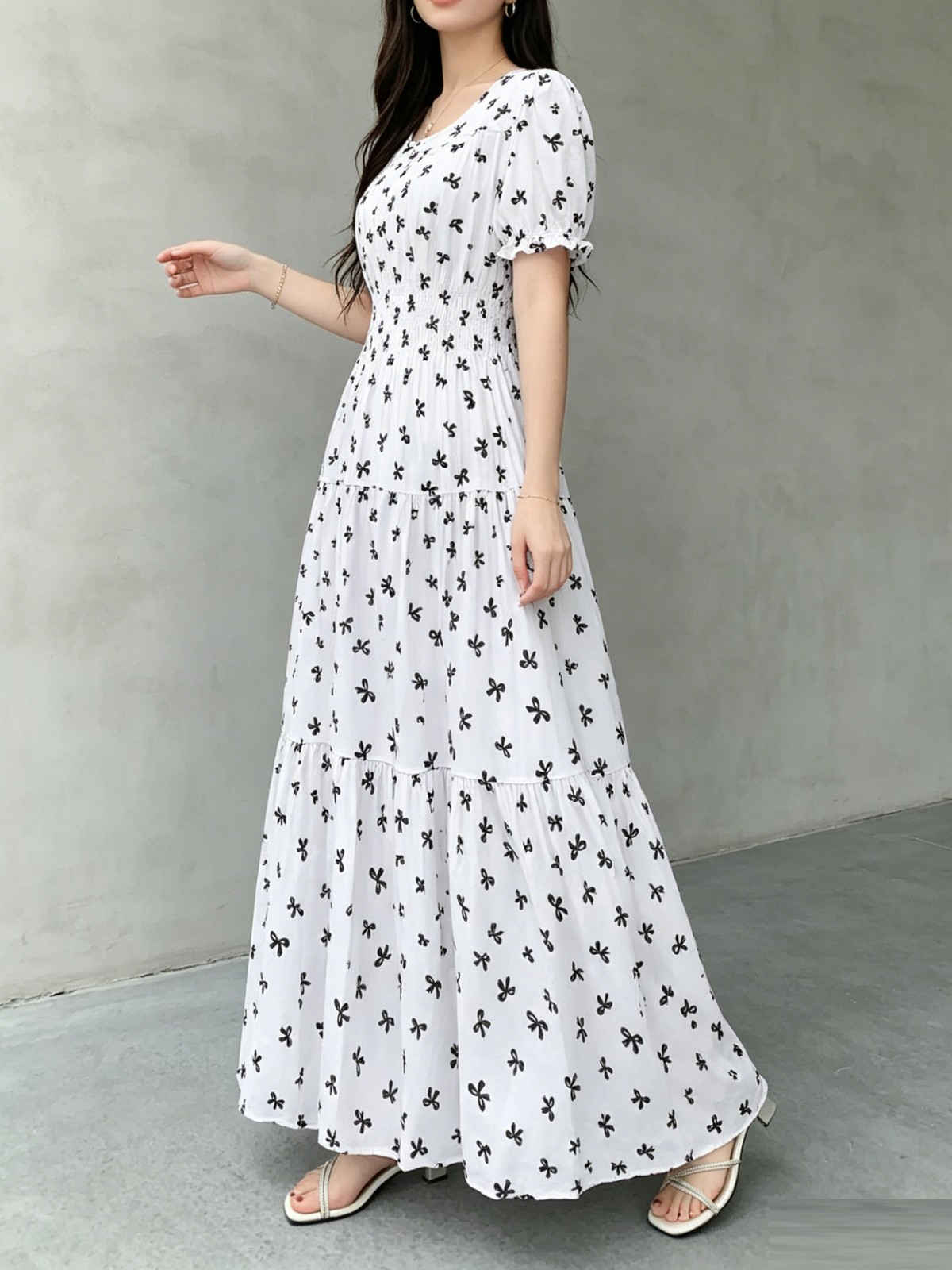 Ladies Elegant Boho Soft Dress Elastic Waist Breathable Fabric All Size Fit