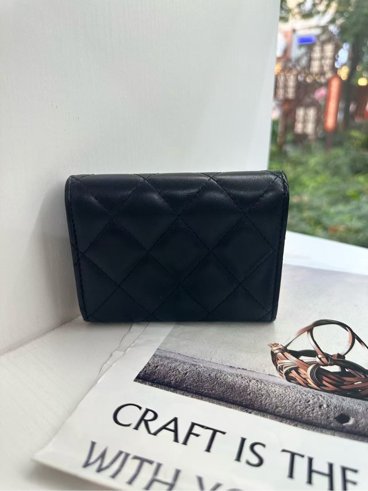 Authentic Chanel Black Quilted Calf Leather Gold Hardware Card Holder France
