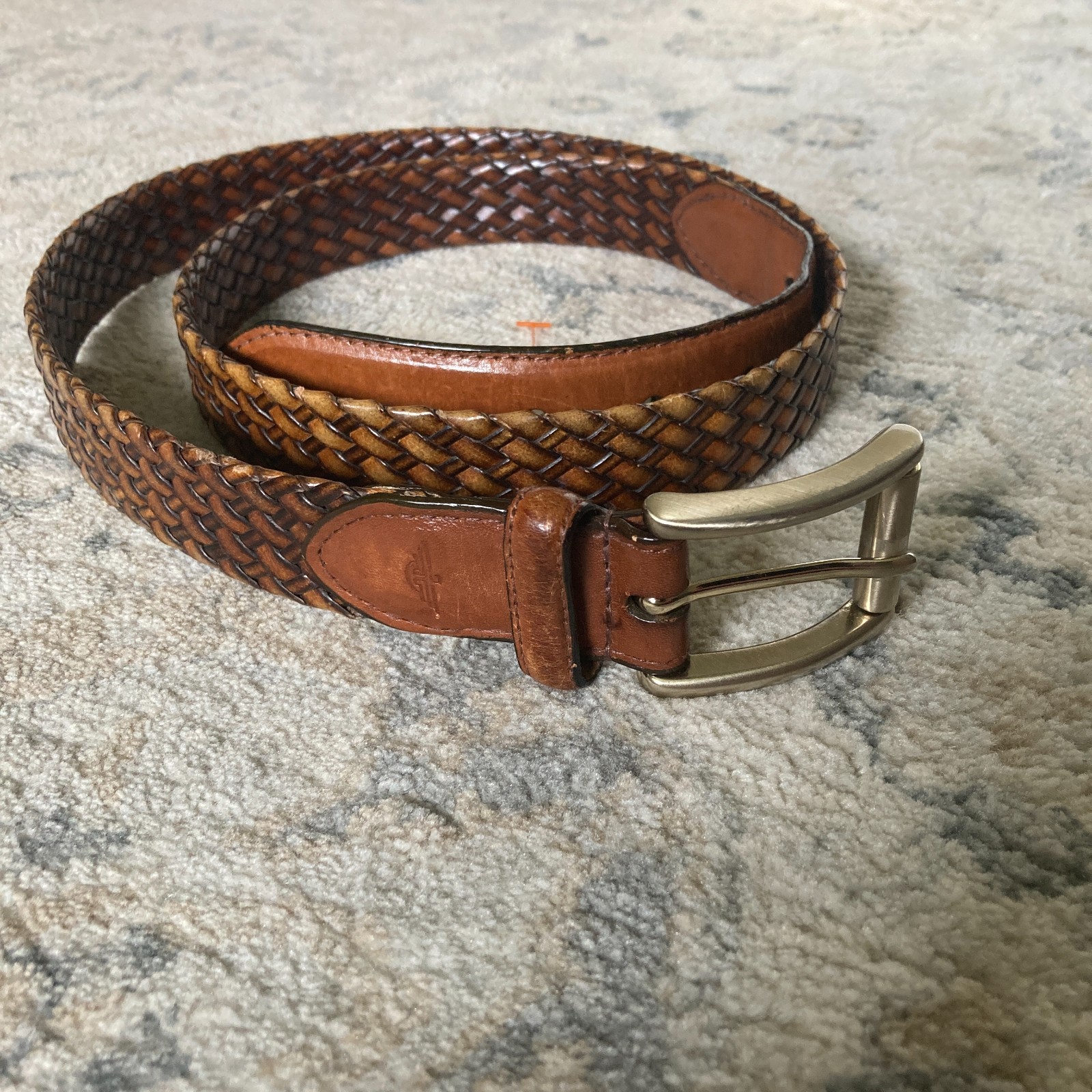 Dockers Braided Woven Brown Genuine Leather Belt Large 45 inches