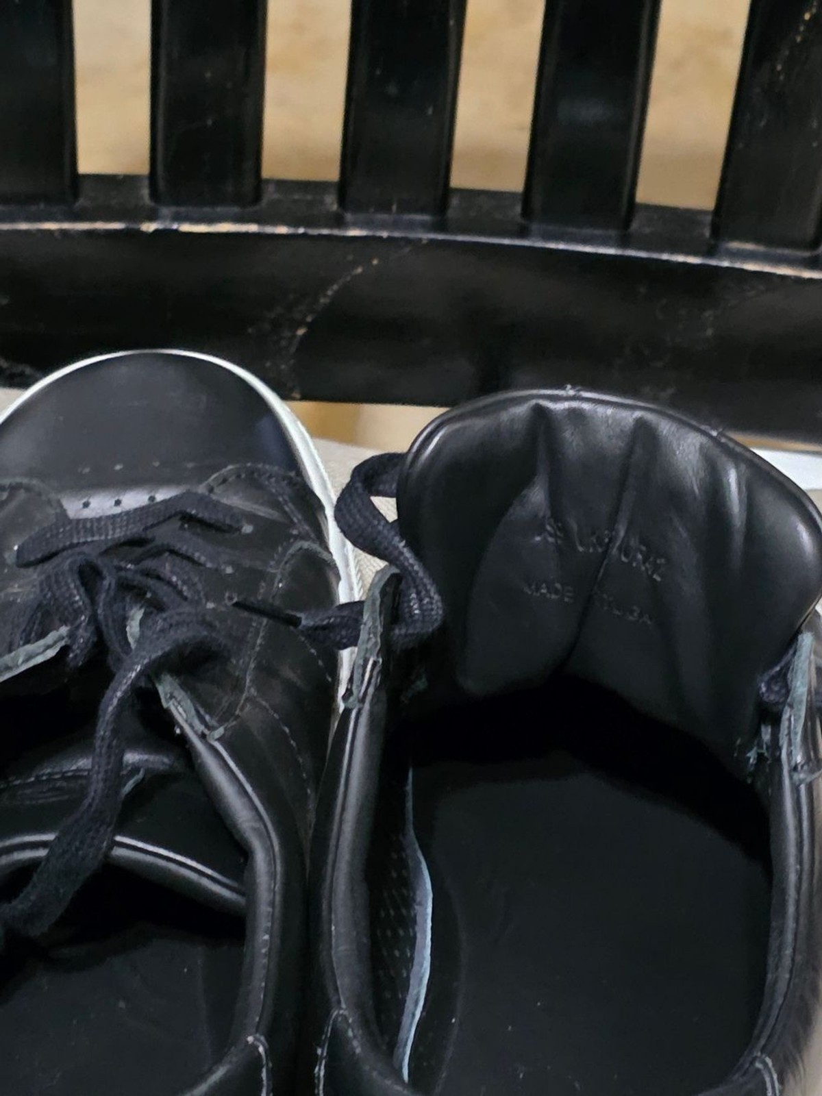 Greats Black Leather Sneakers with White Rubber Soles Used Size 9