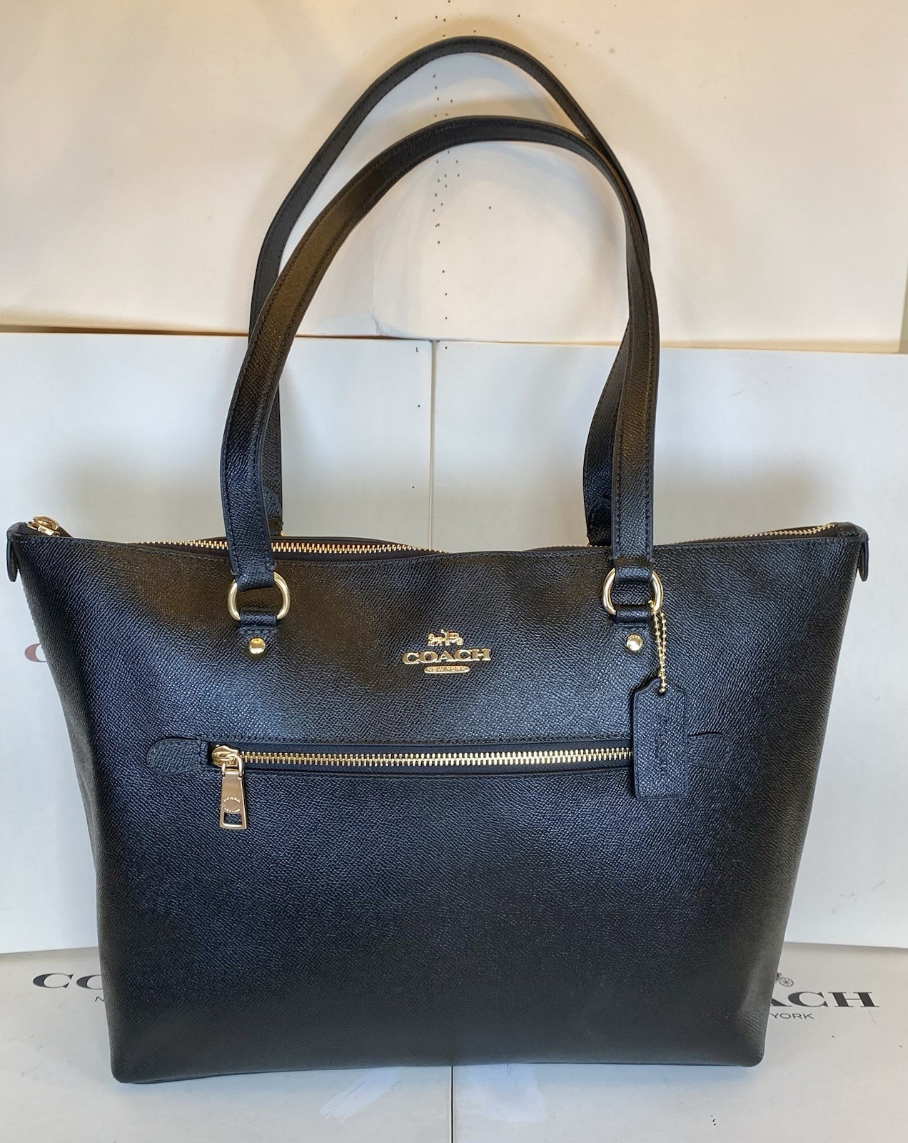 Coach F79608 Gallery Tote In Black Crossgrain Leather