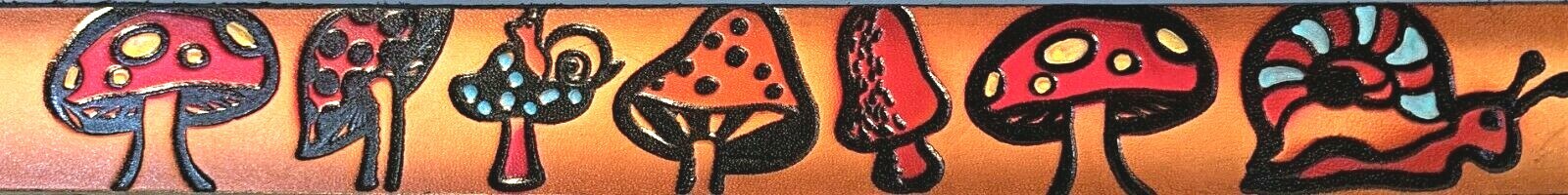 MUSHROOMS NATURE EMBOSSED GENUINE COWHIDE LEATHER BELT SIZE 26-48 USA MADE