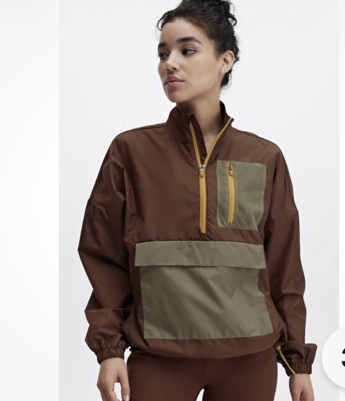 Fabletics Jacket Womens XS Chicory Coffee $85 Hiking Shawn Crop Half Zip #10