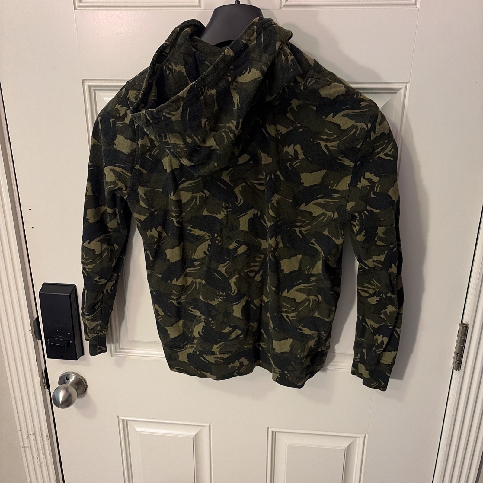 S-Levi’s Camouflage Fleece Pullover Hoodie Green Black Hooded Logo S