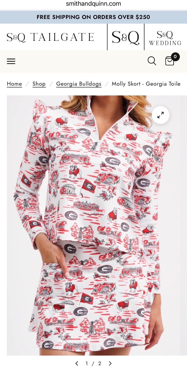 Smith & Quinn Collegiate UGA skort. NWT. Size L