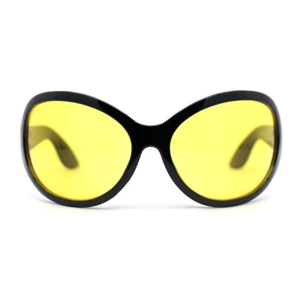 Oversized Sunglasses Blue Yellow Red Purple Lens Black Frame Wrap Around Outdoor