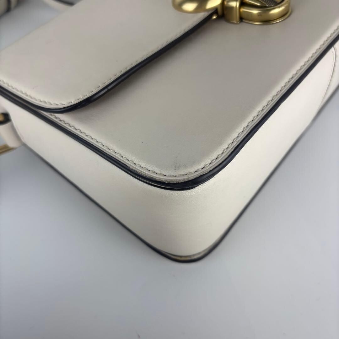 COACH Studio C6641 Ivory Leather Push Lock Crossbody Shoulder Bag Auth