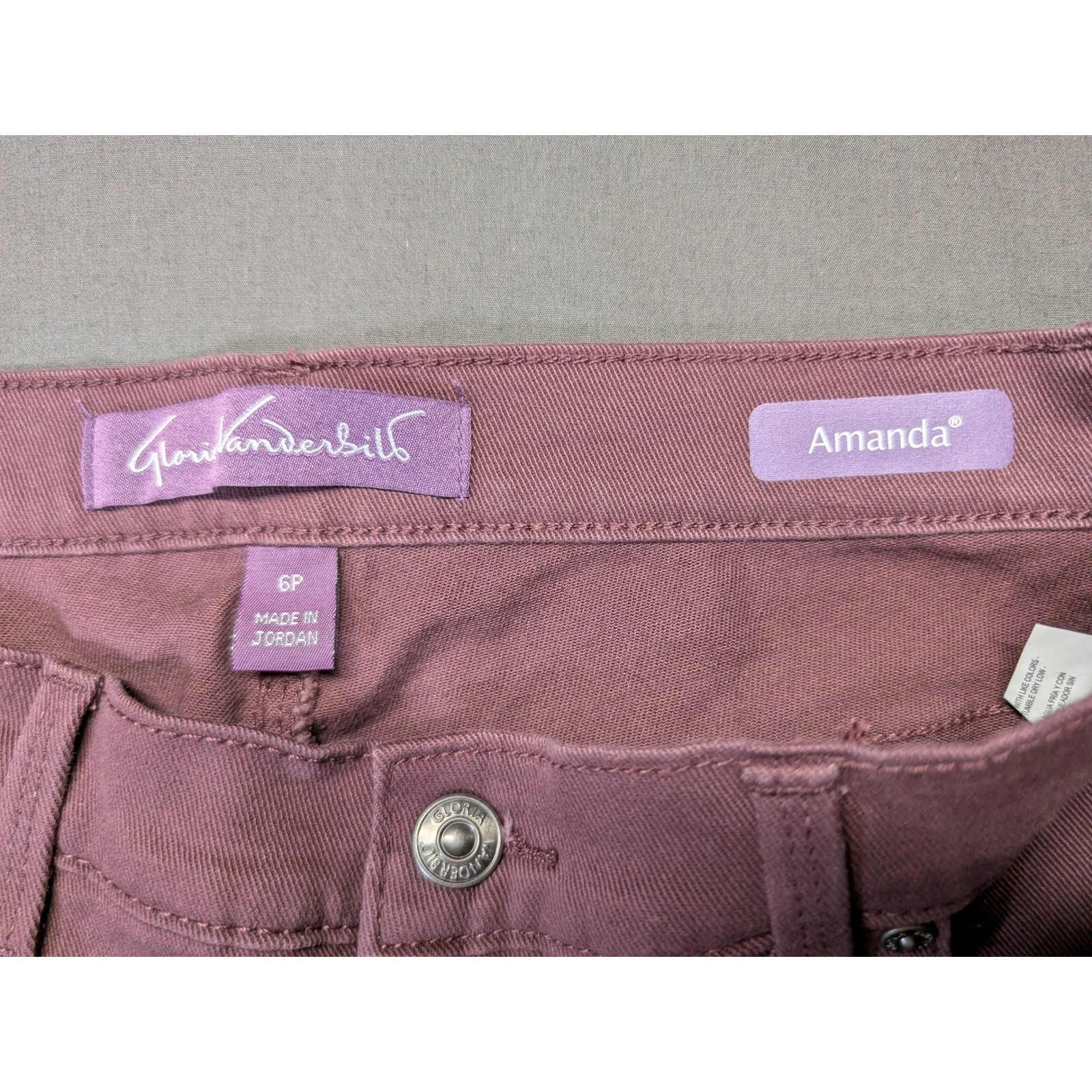 Gloria Vanderbilt Amanda Jeans Womens 6P Mauve High Rise Tapered Leg 6 Short