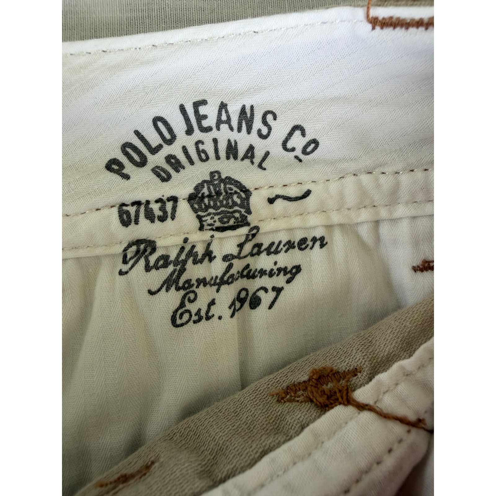 Preppy Coastal Polo Jeans Company Ralph Lauren 100%Cotton Khaki Utility Shorts 4