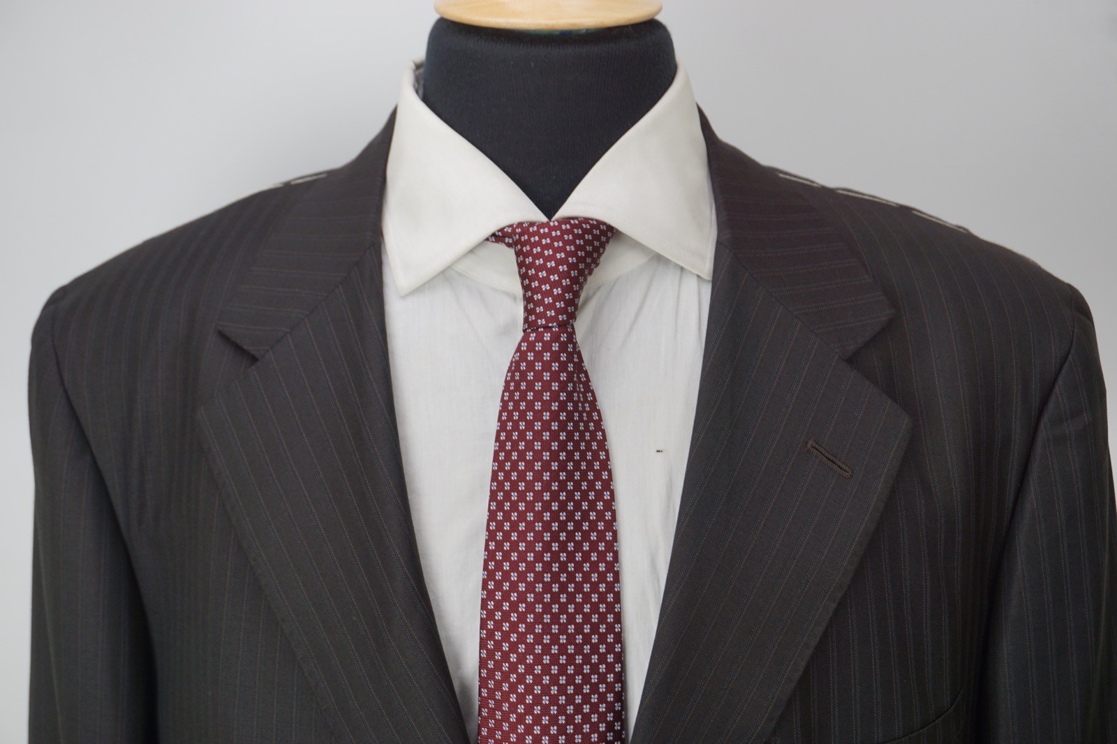 Sartoria Partenopea Brown Striped Wool 2 Pc Suit Jacket Pants 48R 58EU NEW