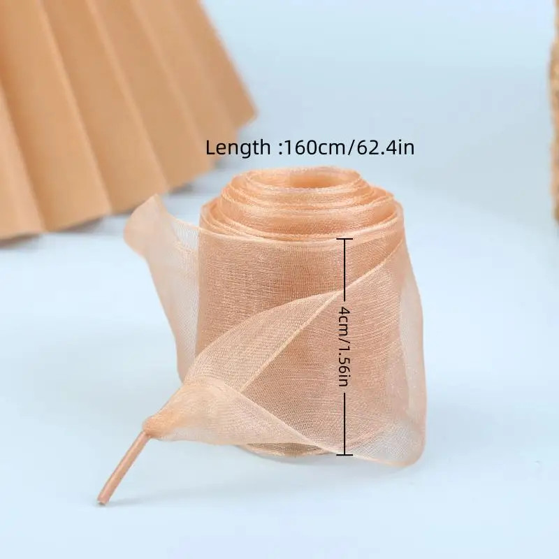 1 Pair 4cm Wide Organza Shoe Strings 160cm Woman Bow Shoelaces Flat Silk Satin R