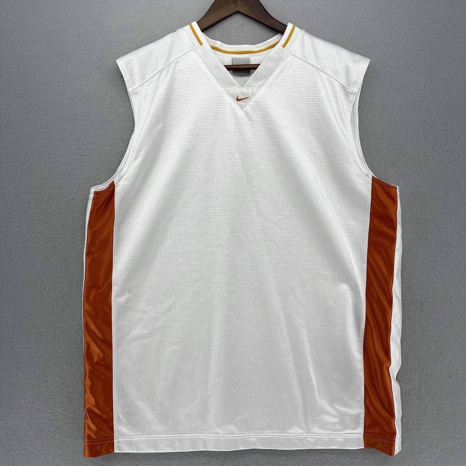 2003 Nike Jersey Rare Limited Edition White Orange Double Layer Mid Swoosh VTG