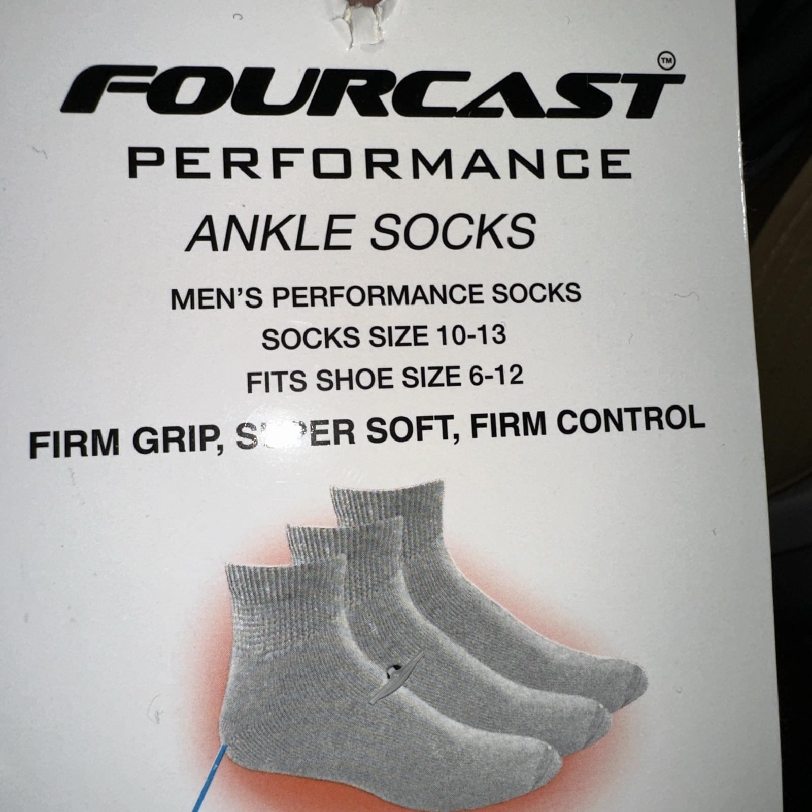 Fourcast Performance Socks Sock Size 10-13 Black 3 pairs NEW