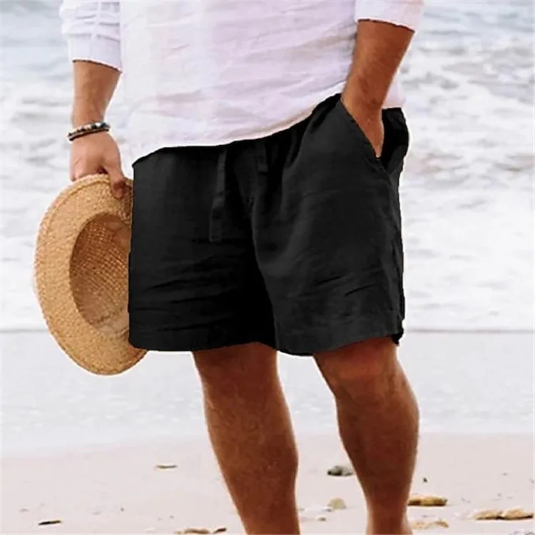 Men’s Cotton Linen Lightweight Gym Beach Shorts for Summer Casual Fit Pants